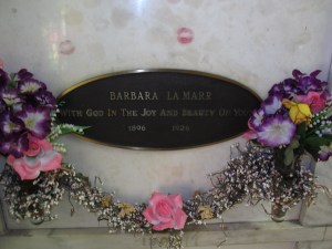 Silent Actress Barbara LaMarr's gravesite at Hollywood Forever
